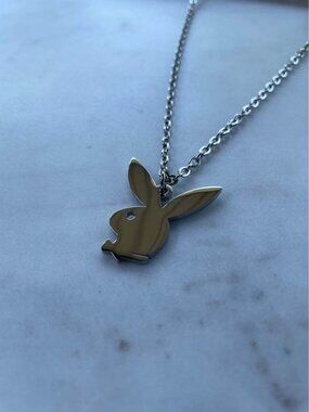 Playboy Necklace - Dainty Chain - 22" Silver Chain - Y2K - Unisex